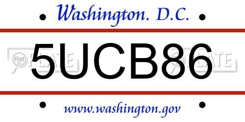 5UCB86 District Of Columbia License Plate