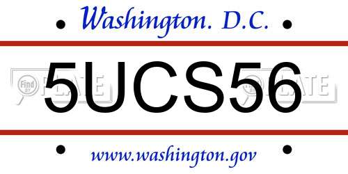 5UCS56 District Of Columbia License Plate