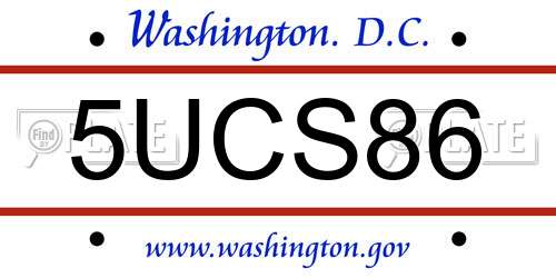 5UCS86 District Of Columbia License Plate