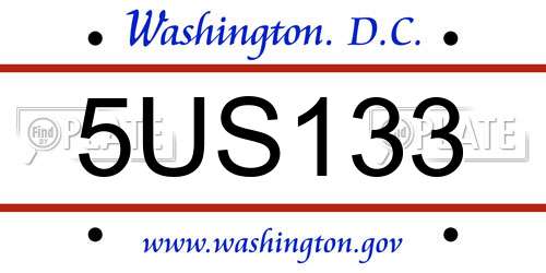 5US133 District Of Columbia License Plate