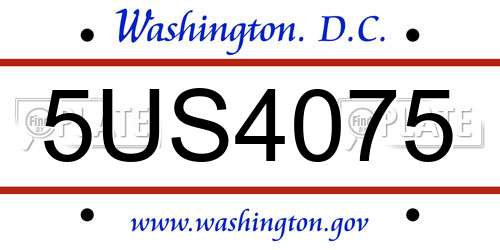 5US4075 District Of Columbia License Plate