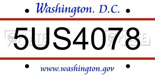5US4078 District Of Columbia License Plate
