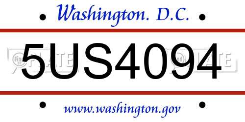5US4094 District Of Columbia License Plate