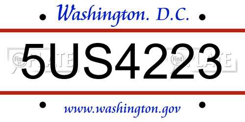 5US4223 District Of Columbia License Plate