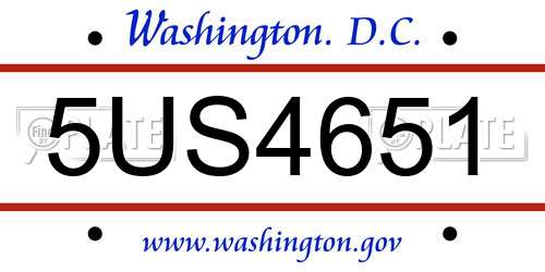 5US4651 District Of Columbia License Plate