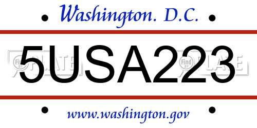 5USA223 District Of Columbia License Plate