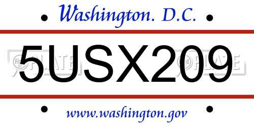 5USX209 District Of Columbia License Plate