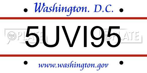 5UVI95 District Of Columbia License Plate