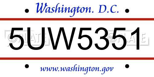 5UW5351 District Of Columbia License Plate