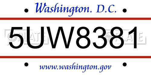5UW8381 District Of Columbia License Plate