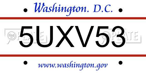 5UXV53 District Of Columbia License Plate