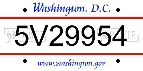 5V29954 District Of Columbia License Plate