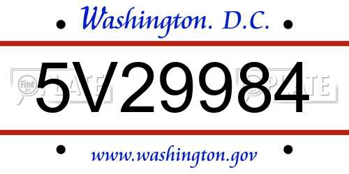 5V29984 District Of Columbia License Plate