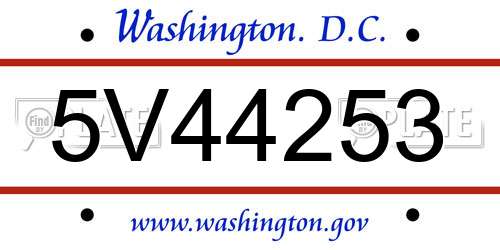 5V44253 District Of Columbia License Plate