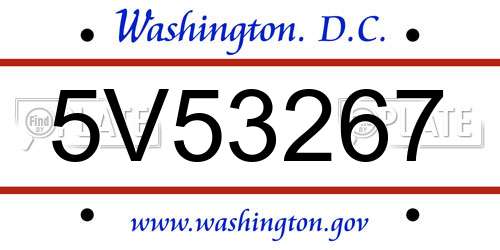 5V53267 District Of Columbia License Plate