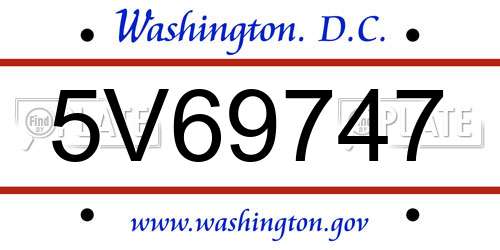 5V69747 District Of Columbia License Plate