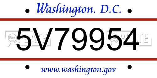 5V79954 District Of Columbia License Plate
