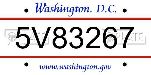 5V83267 District Of Columbia License Plate