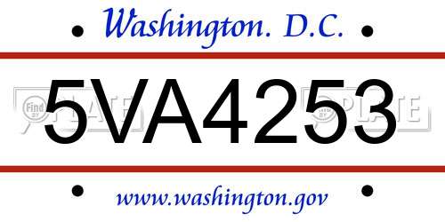 5VA4253 District Of Columbia License Plate