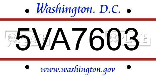 5VA7603 District Of Columbia License Plate