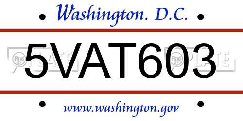 5VAT603 District Of Columbia License Plate