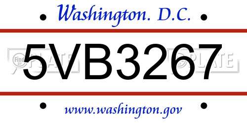5VB3267 District Of Columbia License Plate