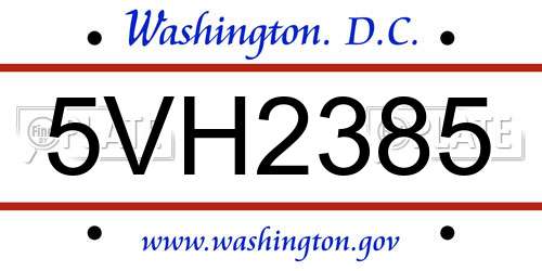5VH2385 District Of Columbia License Plate