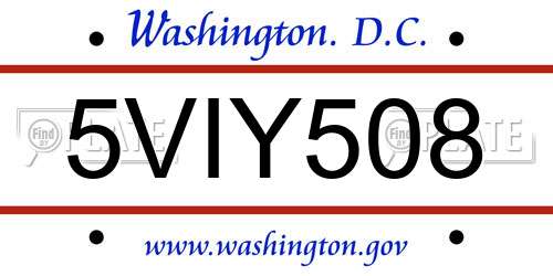 5VIY508 District Of Columbia License Plate