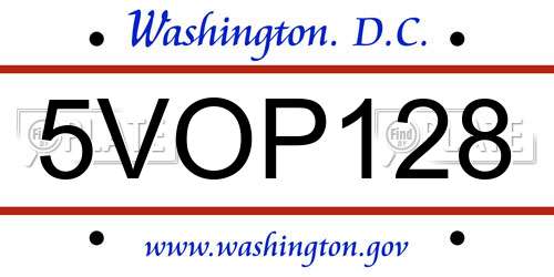 5VOP128 District Of Columbia License Plate
