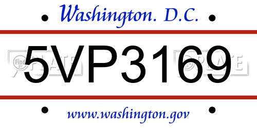 5VP3169 District Of Columbia License Plate