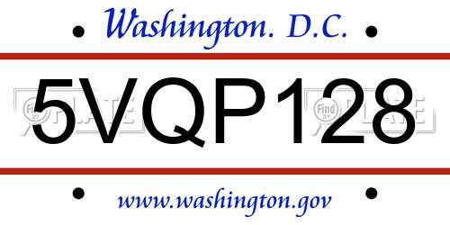 5VQP128 District Of Columbia License Plate