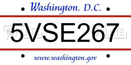 5VSE267 District Of Columbia License Plate