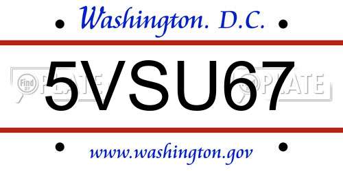 5VSU67 District Of Columbia License Plate