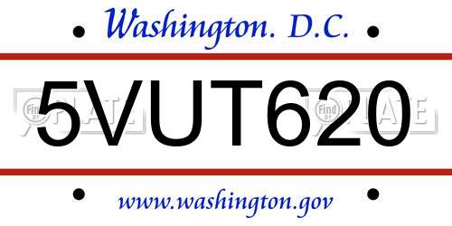 5VUT620 District Of Columbia License Plate