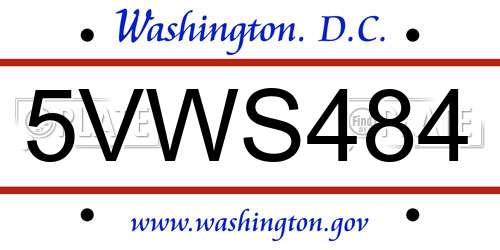 5VWS484 District Of Columbia License Plate