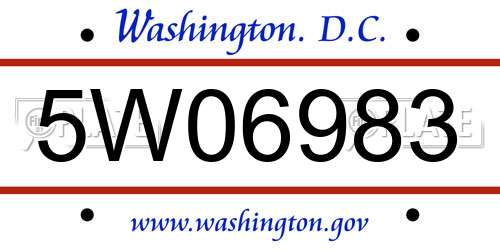 5W06983 District Of Columbia License Plate
