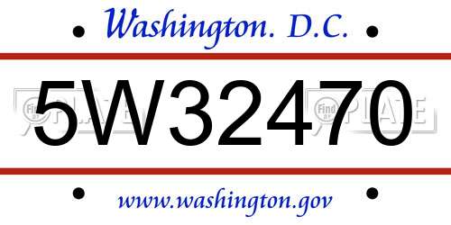 5W32470 District Of Columbia License Plate