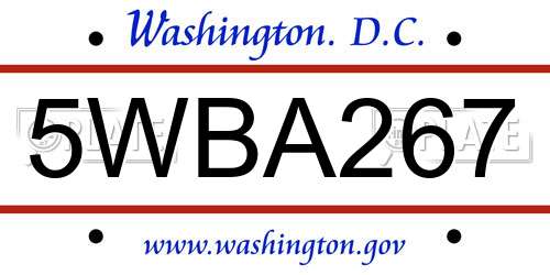 5WBA267 District Of Columbia License Plate