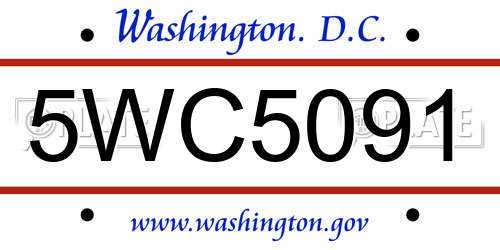 5WC5091 District Of Columbia License Plate