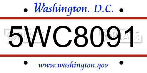 5WC8091 District Of Columbia License Plate