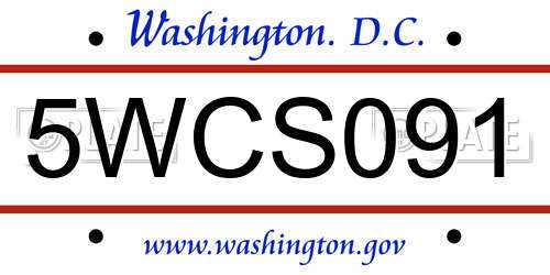 5WCS091 District Of Columbia License Plate