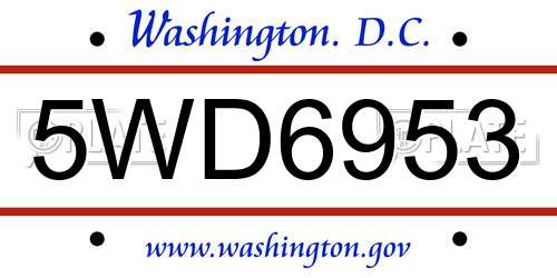 5WD6953 District Of Columbia License Plate