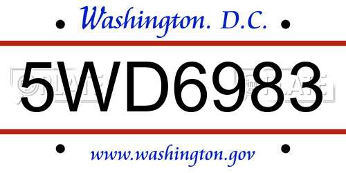 5WD6983 District Of Columbia License Plate