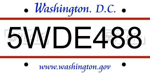 5WDE488 District Of Columbia License Plate