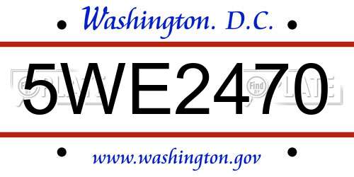 5WE2470 District Of Columbia License Plate