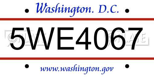 5WE4067 District Of Columbia License Plate