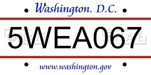 5WEA067 District Of Columbia License Plate