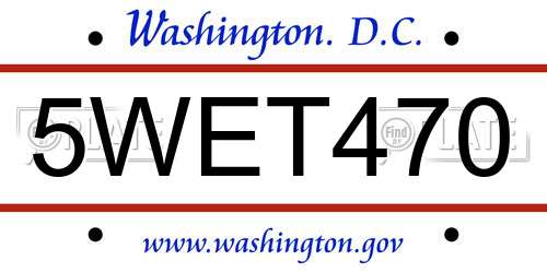 5WET470 District Of Columbia License Plate
