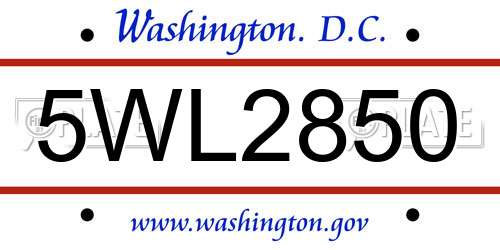 5WL2850 District Of Columbia License Plate