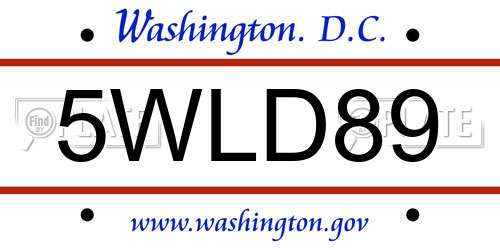 5WLD89 District Of Columbia License Plate